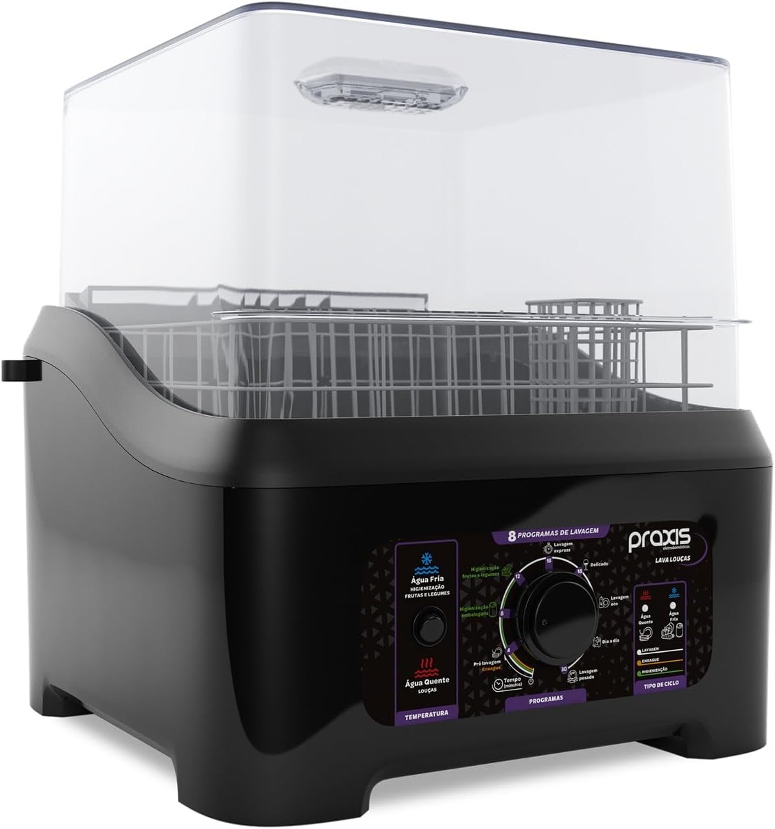 Praxis Lava Louça Portátil 3L 8 Programas de Lavagem 127v Preta