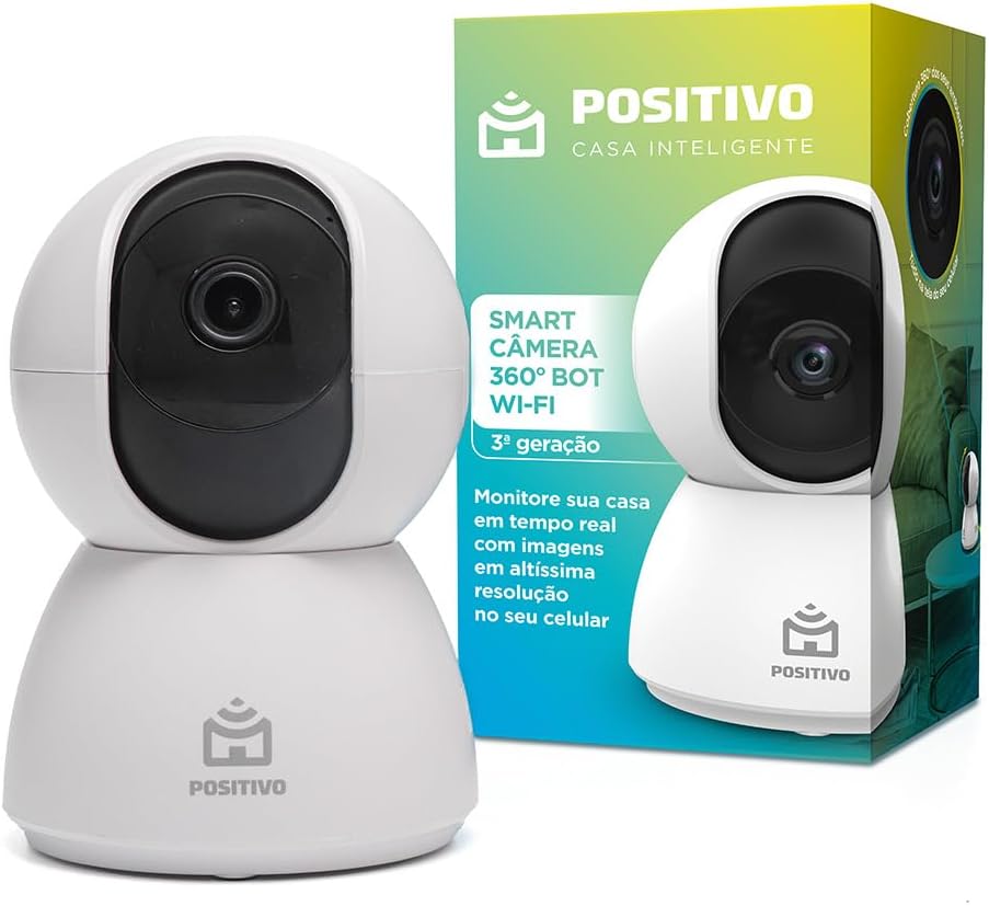 Smart Câmera Bot Wi-Fi 360° Positivo Casa Inteligente 3ª Geração, 4MP, 15 FPS