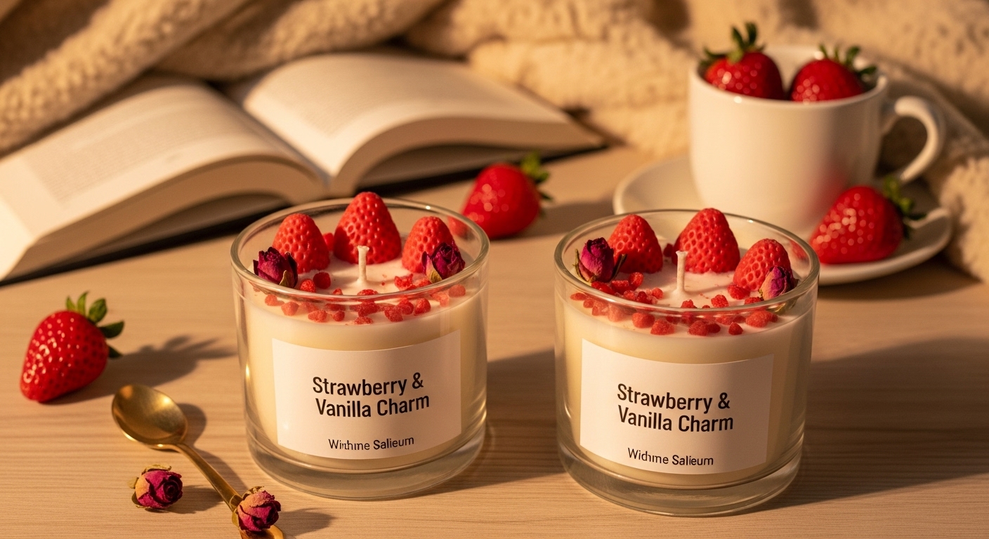 Há aromas que falam sem dizer uma palavra. A Vela Encanto de Morango & Baunilha é assim — doce, envolvente e irresistível como um primeiro beijo. Seu perfume espalha-se devagar, misturando o frescor do morango com a suavidade acolhedora da baunilha, despertando lembranças que fazem sorrir sem motivo. O brilho delicado da chama reflete nas rosinhas e pedacinhos de morango cristalizado, criando um espetáculo silencioso de ternura e beleza. Mais do que perfumar o ambiente, ela transforma o ar — desperta o romantismo, inspira a leveza e convida o coração a se aquecer. 💗 Acenda o encanto. Deixe o amor perfumar sua casa.